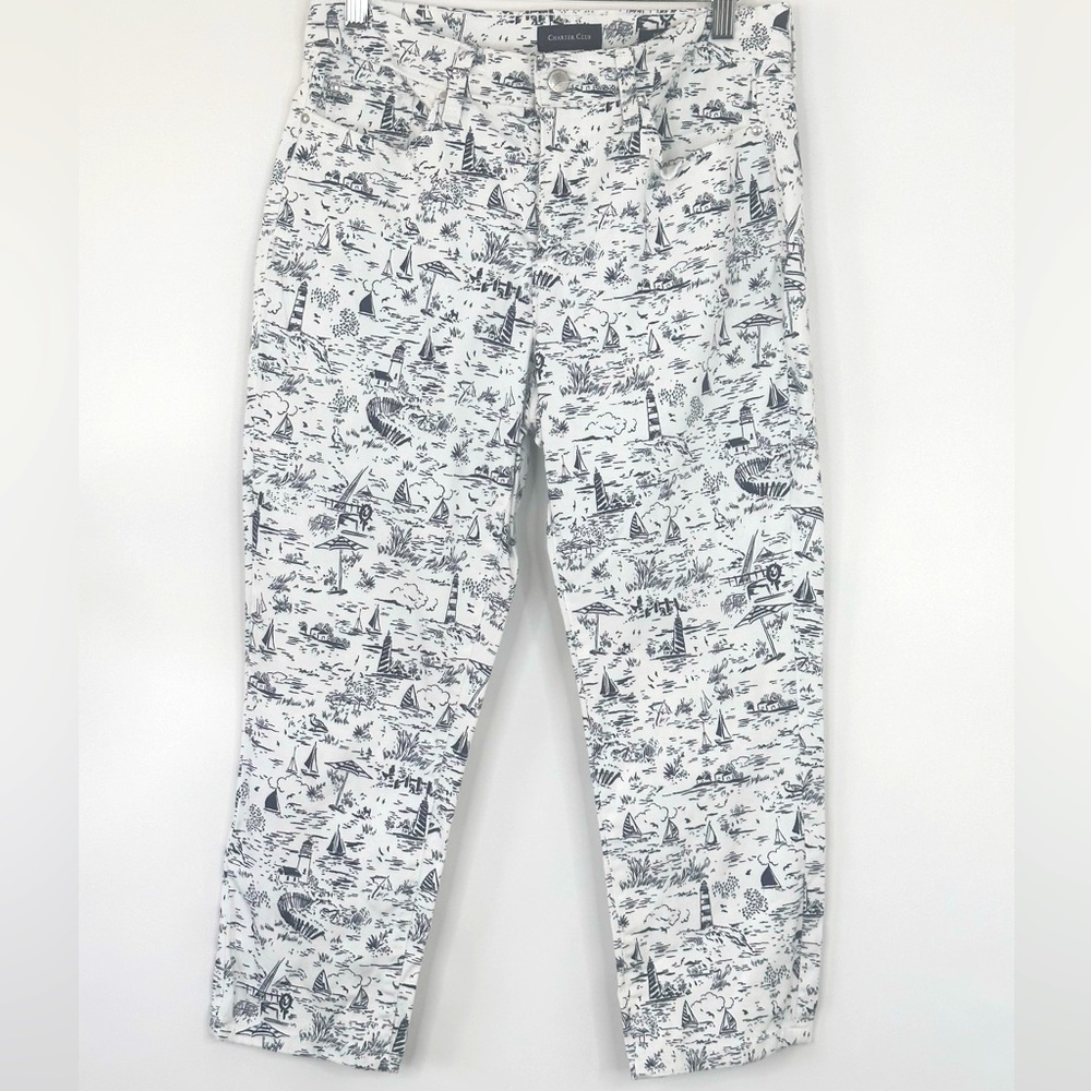 Charter Club Bristol Capri Nautical Coastal 5 pocket‎ Cotton/Spandex Size 8